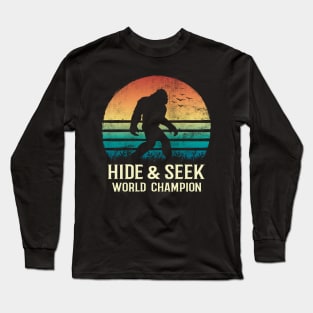 Hide and Seek World Champion Retro Vintage Bigfoot Silhouette Long Sleeve T-Shirt